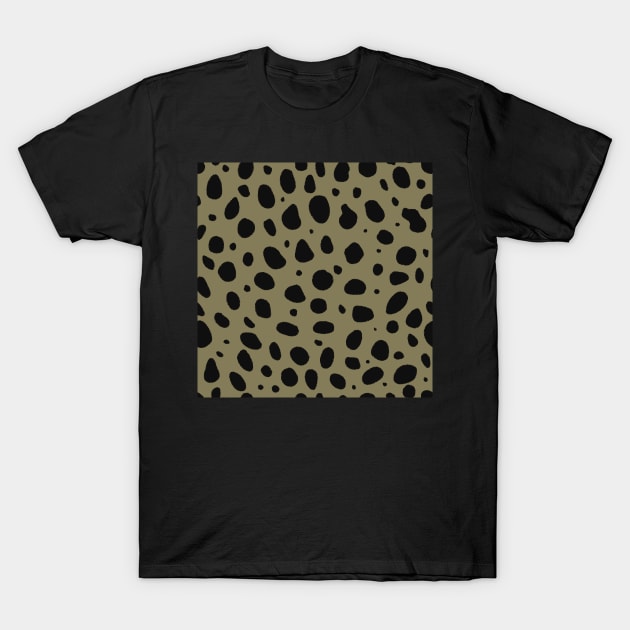 Olive Green and Black Cheetah Print Animal Print - Khaki Green T-Shirt by YourGoods